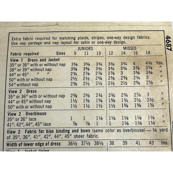 Simplicity 4687 pattern dress bodycon jacket 1960s size 16 - Picture 6 of 6